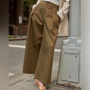 The Drop Women's Military Olive Single Pleat Wide Leg Pants by @Coveteur